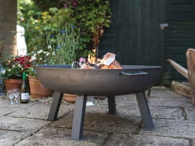 75cm Large Cast Iron Metal Firepit Fire Pit on Legs Garden Heating Gift