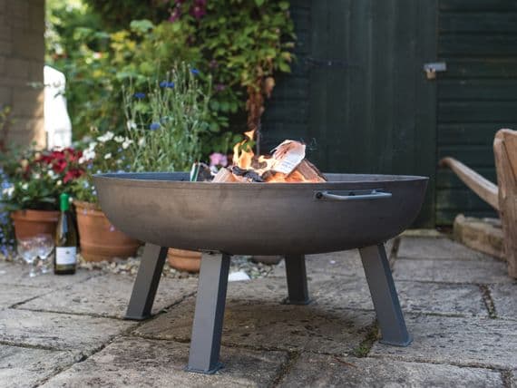 75cm Large Cast Iron Metal Firepit Fire Pit on Legs Garden Heating Gift