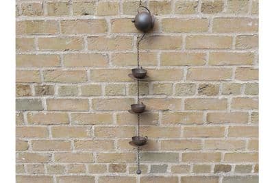 95cm Teapot Rain Chain Buckets Garden Water Rain Collector Brown Aged Metal