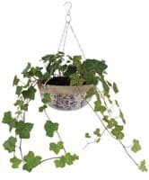 Aged Ceramic Blue & White Garden Flower Hanging Plant Pot Planter Fallen Fruits