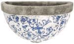 Aged Ceramic Blue & White Garden Flower Wall Planter by Fallen Fruits