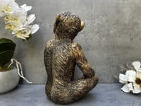 Aged Gold Bronzed Drunken Monkey Wine Bottle Holder Rack - Freestanding Gift