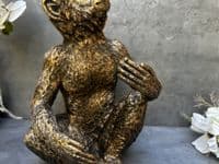 Aged Gold Bronzed Drunken Monkey Wine Bottle Holder Rack - Freestanding Gift