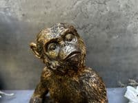Aged Gold Bronzed Drunken Monkey Wine Bottle Holder Rack - Freestanding Gift