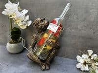 Aged Gold Bronzed Drunken Monkey Wine Bottle Holder Rack - Freestanding Gift