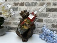 Aged Gold Bronzed Drunken Monkey Wine Bottle Holder Rack - Freestanding Gift
