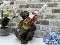 Aged Gold Bronzed Drunken Monkey Wine Bottle Holder Rack - Freestanding Gift