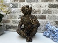 Aged Gold Bronzed Drunken Monkey Wine Bottle Holder Rack - Freestanding Gift