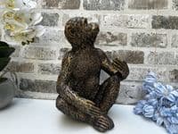 Aged Gold Bronzed Drunken Monkey Wine Bottle Holder Rack - Freestanding Gift
