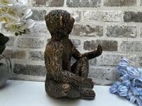 Aged Gold Bronzed Drunken Monkey Wine Bottle Holder Rack - Freestanding Gift