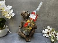 Aged Gold Bronzed Drunken Monkey Wine Bottle Holder Rack - Freestanding Gift