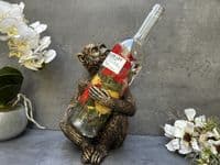 Aged Gold Bronzed Drunken Monkey Wine Bottle Holder Rack - Freestanding Gift