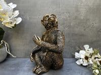 Aged Gold Bronzed Drunken Monkey Wine Bottle Holder Rack - Freestanding Gift