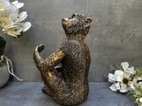 Aged Gold Bronzed Drunken Monkey Wine Bottle Holder Rack - Freestanding Gift