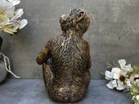 Aged Gold Bronzed Drunken Monkey Wine Bottle Holder Rack - Freestanding Gift