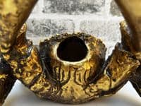 Aged Gold Drunken Crab Wine Bottle Holder Rack - Novelty Fun Freestanding Gift