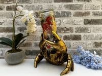 Aged Gold Drunken Crab Wine Bottle Holder Rack - Novelty Fun Freestanding Gift