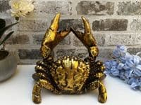 Aged Gold Drunken Crab Wine Bottle Holder Rack - Novelty Fun Freestanding Gift