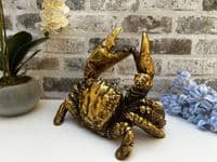 Aged Gold Drunken Crab Wine Bottle Holder Rack - Novelty Fun Freestanding Gift
