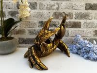 Aged Gold Drunken Crab Wine Bottle Holder Rack - Novelty Fun Freestanding Gift