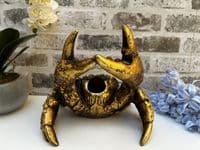 Aged Gold Drunken Crab Wine Bottle Holder Rack - Novelty Fun Freestanding Gift
