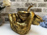 Aged Gold Drunken Elephant Wine Bottle Holder Rack Novelty Fun Freestanding Gift