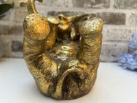 Aged Gold Drunken Elephant Wine Bottle Holder Rack Novelty Fun Freestanding Gift