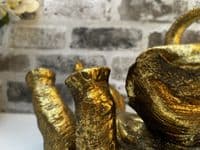 Aged Gold Drunken Elephant Wine Bottle Holder Rack Novelty Fun Freestanding Gift