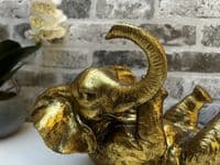 Aged Gold Drunken Elephant Wine Bottle Holder Rack Novelty Fun Freestanding Gift