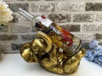Aged Gold Drunken Elephant Wine Bottle Holder Rack Novelty Fun Freestanding Gift