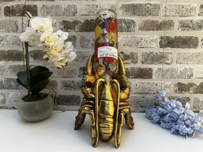 Aged Gold Drunken Lobster Wine Bottle Holder Rack Novelty Fun Freestanding Gift