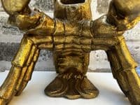 Aged Gold Drunken Lobster Wine Bottle Holder Rack Novelty Fun Freestanding Gift