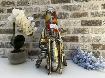 Aged Silver Drunken Lobster Wine Bottle Holder Rack Novelty Freestanding Gift