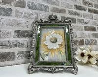 Aged Silver Mirrored Photo Frame Crown Freestanding Portrait -7x5