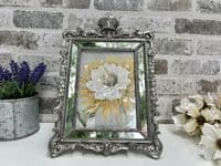 Aged Silver Mirrored Photo Frame Crown Freestanding Portrait -7x5