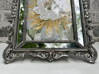 Aged Silver Mirrored Photo Frame Crown Freestanding Portrait -7x5