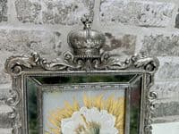 Aged Silver Mirrored Photo Frame Crown Freestanding Portrait -7x5
