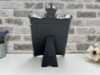 Aged Silver Mirrored Photo Frame Crown Freestanding Portrait -7x5