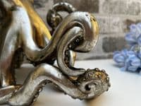 Aged Silver Octopus Wine Bottle Holder Rack - Novelty Fun Freestanding Gift