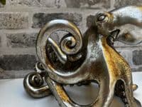Aged Silver Octopus Wine Bottle Holder Rack - Novelty Fun Freestanding Gift
