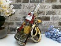 Aged Silver Octopus Wine Bottle Holder Rack - Novelty Fun Freestanding Gift