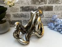 Aged Silver Octopus Wine Bottle Holder Rack - Novelty Fun Freestanding Gift
