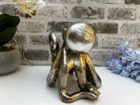 Aged Silver Octopus Wine Bottle Holder Rack - Novelty Fun Freestanding Gift