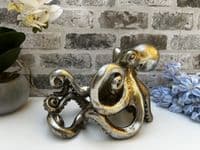 Aged Silver Octopus Wine Bottle Holder Rack - Novelty Fun Freestanding Gift