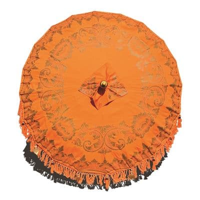 Bali Handmade Sun Parasol Hardwood Garden Umbrella Orange & Gold (Not with Base)