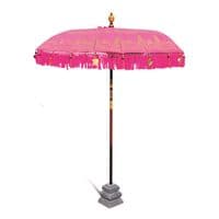 Bali Handmade Sun Parasol Hardwood Garden Umbrella Pink and Gold