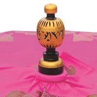 Bali Handmade Sun Parasol Hardwood Garden Umbrella Pink and Gold