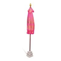Bali Handmade Sun Parasol Hardwood Garden Umbrella Pink and Gold