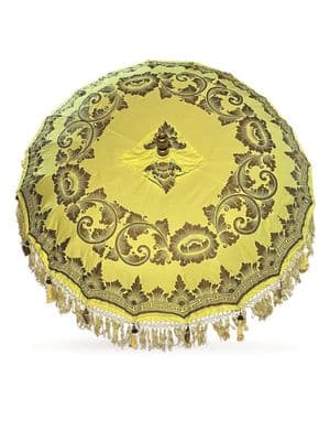 Bali Handmade Sun Parasol Hardwood Garden Umbrella Yellow and Gold