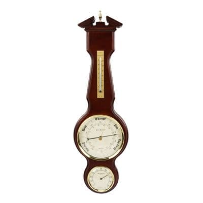 Banjo Wooden Wall Barometer Thermometer Hygrometer Weather Station Mahogany